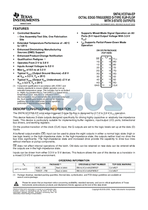 SN74LVC374AQDWREP datasheet - OCTAL EDGE-TRIGGERED D-TYPE FLIP-FLOP WITH 3-STATE OUTPUTS