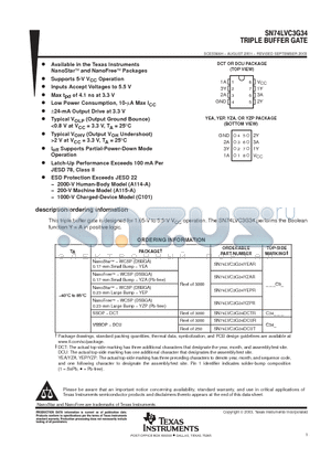 SN74LVC3G34DCUR datasheet - TRIPLE BUFFER GATE