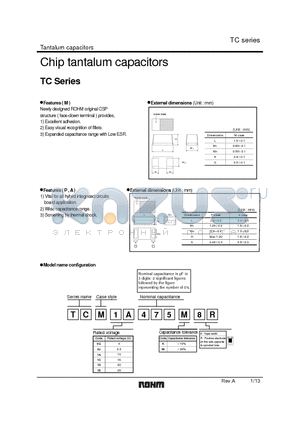 TCA1A475K datasheet - Chip tantalum capacitors