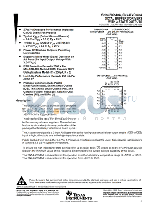 SN74LVC540ADW datasheet - OCTAL BUFFERS/DRIVERS WITH 3-STATE OUTPUTS