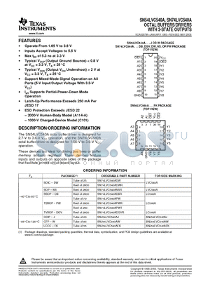 SN74LVC540ADWE4 datasheet - OCTAL BUFFERS/DRIVERS WITH 3-STATE OUTPUTS