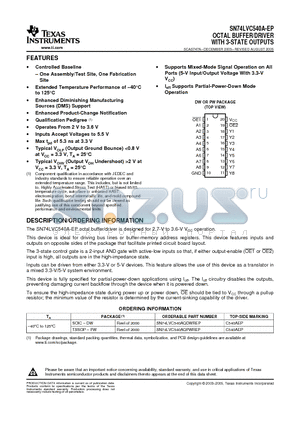 SN74LVC540AQPWREP datasheet - OCTAL BUFFER/DRIVER WITH 3-STATE OUTPUTS