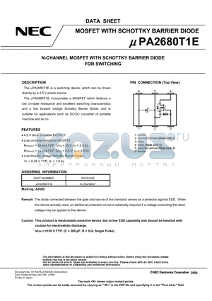 UPA2680T1E datasheet - MOSFET WITH SCHOTTKY BARRIER DIODE