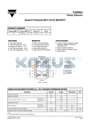 VQ2004J datasheet - Quad P-Channel 60-V (D-S) MOSFET