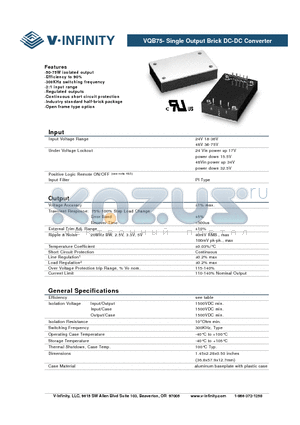 VQB75 datasheet - DC-DC Converter