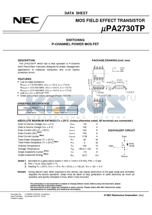 UPA2730TP datasheet - SWITCHING P-CHANNEL POWER MOSFET