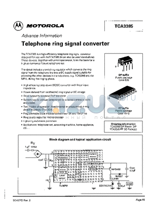 TCA3385-DP datasheet - Telephone ring signal converter