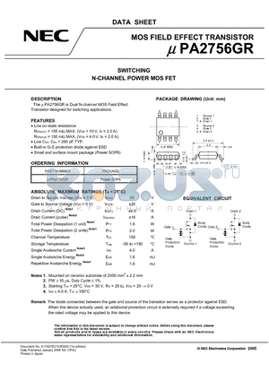 UPA2756GR datasheet - SWITCHING N-CHANNEL POWER MOSFET