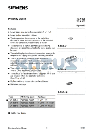 TCA355 datasheet - Proximity Switch