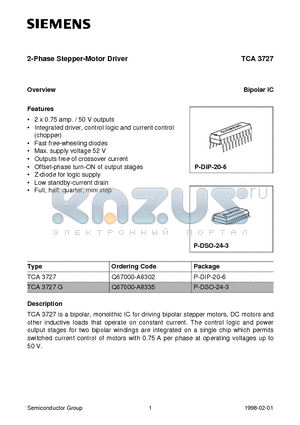 TCA3727 datasheet - 2-Phase Stepper-Motor Driver