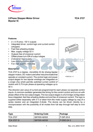 TCA3727G datasheet - 2-Phase Stepper-Motor Driver Bipolar IC