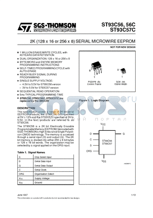 ST93C57CM1013TR datasheet - 2K 128 x 16 or 256 x 8 SERIAL MICROWIRE EEPROM