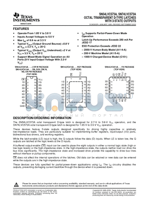 SN74LVC573ADGVRE4 datasheet - OCTAL TRANSPARENT D-TYPE LATCHES WITH 3-STATE OUTPUTS