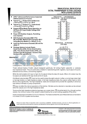 SN74LVC573ADB datasheet - OCTAL TRANSPARENT D-TYPE LATCHES WITH 3-STATE OUTPUTS