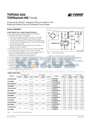 TOP256LN datasheet - Enhanced EcoSmart, Integrated Off-Line Switcher with Advanced Feature Set and Extended Power Range
