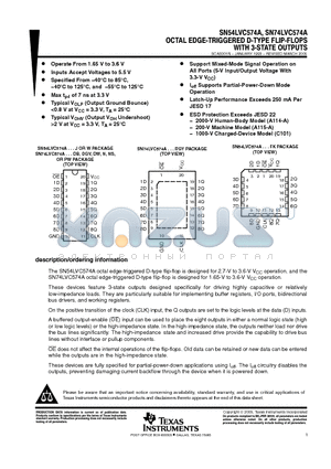 SN74LVC574A datasheet - OCTAL EDGE-TRIGGERED D-TYPE FLIP-FLOPS WITH 3-STATE OUTPUTS
