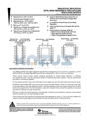 SN74LVC574ADGVRE4 datasheet - OCTAL EDGE-TRIGGERED D-TYPE FLIP-FLOPS WITH 3-STATE OUTPUTS