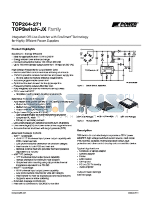 TOP265EG datasheet - Integrated Off-Line Switcher with EcoSmart Technology for Highly Efficient Power Supplies