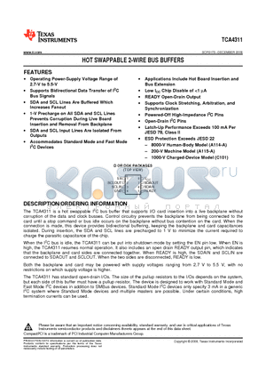 TCA4311DRG4 datasheet - HOT SWAPPABLE 2-WIRE BUS BUFFERS