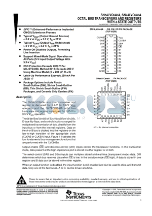 SN74LVC646ADB datasheet - OCTAL BUS TRANSCEIVERS AND REGISTERS WITH 3-STATE OUTPUTS