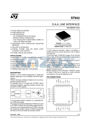 ST952TQF7 datasheet - D.A.A. LINE INTERFACE
