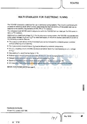 TCA750 datasheet - Multi-stabilizer for electronic tuning