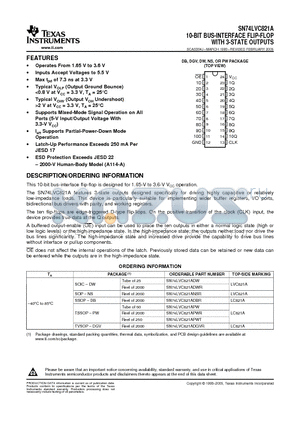 SN74LVC821ADGVR datasheet - 10-BIT BUS-INTERFACE FLIP-FLOP WITH 3-STATE OUTPUTS