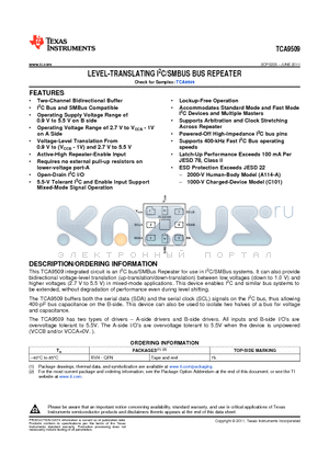 TCA9509 datasheet - LEVEL-TRANSLATING I2C/SMBUS BUS REPEATER