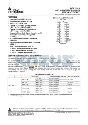 SN74LVC823ADBRE4 datasheet - 9-BIT BUS-INTERFACE FLIP-FLOP WITH 3-STATE OUTPUTS