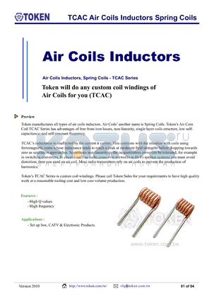 TCACL0.83.18.5 datasheet - TCAC Air Coils Inductors Spring Coils