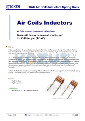 TCACR0.83.18.5 datasheet - TCAC Air Coils Inductors Spring Coils