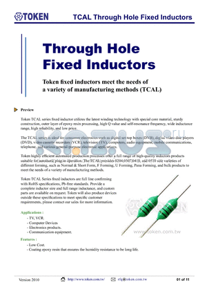 TCALFP0204100K datasheet - TCAL Through Hole Fixed Inductors