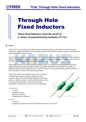 TCALFP0204102J datasheet - TCAL Through Hole Fixed Inductors