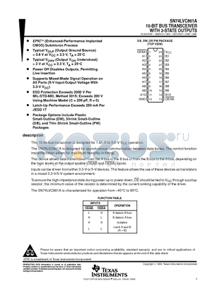 SN74LVC861ADW datasheet - 10-BIT BUS TRANSCEIVER WITH 3-STATE OUTPUTS