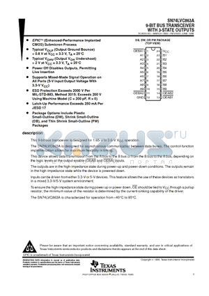 SN74LVC863APWLE datasheet - 9-BIT BUS TRANSCEIVER WITH 3-STATE OUTPUTS