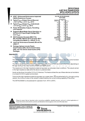 SN74LVC863ANSR datasheet - 9-BIT BUS TRANSCEIVER WITH 3-STATE OUTPUTS