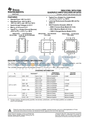SN74LVC86A datasheet - QUADRUPLE 2-INPUT EXCLUSIVE-OR GATES