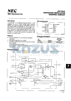 UPC1042 datasheet - SWITCHING REGULATOR CONTROL CIRCUIT