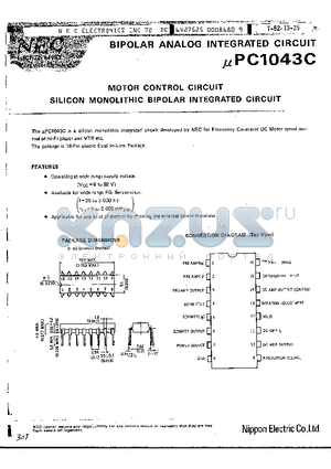 UPC1043C datasheet - BIPOLAR ANALOG INTERATED CIRCUIT