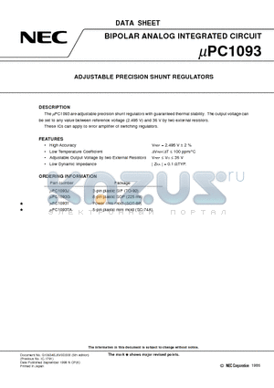 UPC1093 datasheet - ADJUSTABLE PRECISION SHUNT REGULATORS