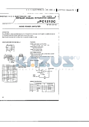 UPC1212C datasheet - AUDIO POWER AMPLIFIER
