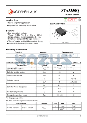 STA3350Q datasheet - PNP Silicon Transistor