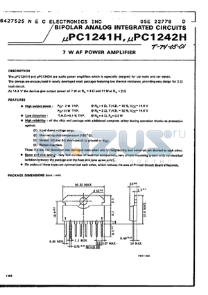 UPC1241H datasheet - 7W AF POWER AMPLIFIER
