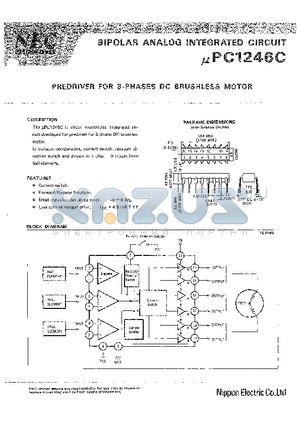UPC1246C datasheet - PREDRIVER FOR 3-PHASES DC BRUSHLESS MOTOR