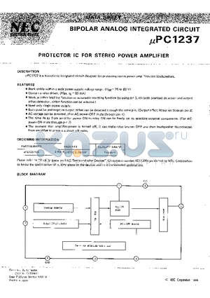 UPC1237 datasheet - PROTECTOR IC FOR STEREO POWER AMPLIFIER