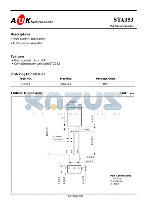 STA353 datasheet - PNP Silicon Transistor