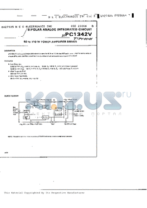 UPC1342V datasheet - 50 TO 110 W POWER AMPLIFIER DRIVER