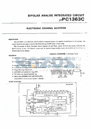 UPC1363C datasheet - ELECTRONIC CHANNEL SELECTOR
