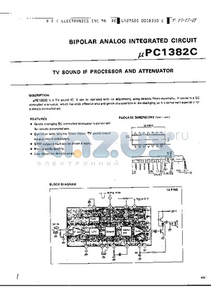 UPC1382C datasheet - TV SOUND IF PORCESSOR AND ATTENUATOR