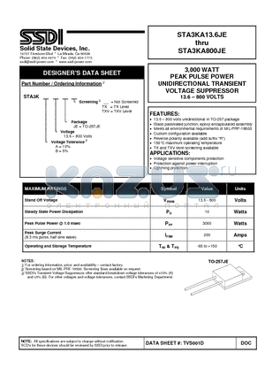 STA3KA22JE datasheet - UNIDIRECTIONAL TRANSIENT VOLTAGE SUPPRESSOR